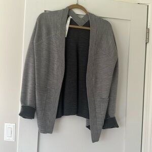 Lulu Reverse Me Wrap Battleship Graphite Cardigan